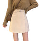 Woolen Cloth Women Sexy Tight A-line High Waist Hip Skirt Short Skirt Belt Split Fork Zipper Club Casual Home Office
