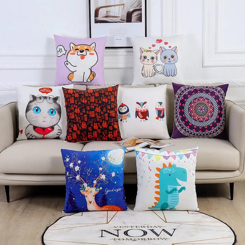 Sunflower Girl Printed Pillow Car Waist Pillow Home Sofa Pillow Soft Relaxation Artifact