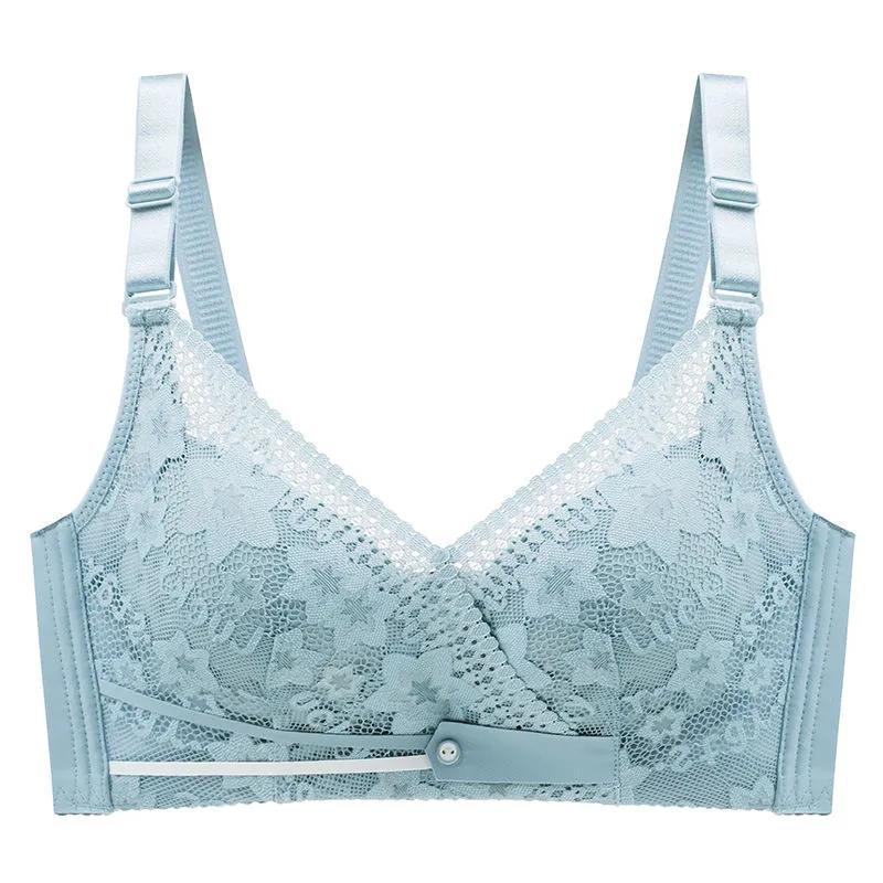 Summer Thin Sexy Lace Breathable Hole Cup Underwear Gathers Breasts Without Steel Ring Bra