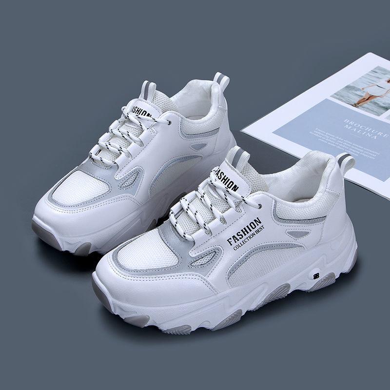 Sports Shoes Women Spring Summer Thick-soled High-rise Platform Sneakers All-match White Shoes Travel Shoes
