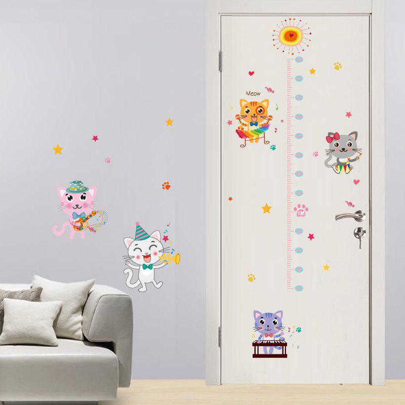 [sticker ]Five Cats Measure Children Height Wall Stickers For Kids Rooms Baby Room Nursery Bedroom