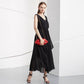 Pofulove Summer Chiffon Dress Sleeveless V-neck Irregular Pleated Ruffled Dress Long party Dress