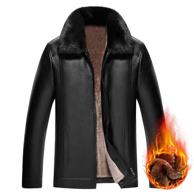 Men's plus size leather jacket autumn and winter men's jacket plus velvet thick leather jacket