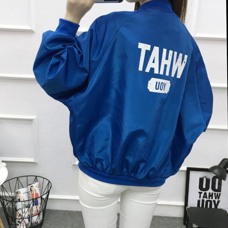Spring and Autumn Sports Baseball Uniform Jacket Women's Solid Color Trend Loose Student Printed Jacket