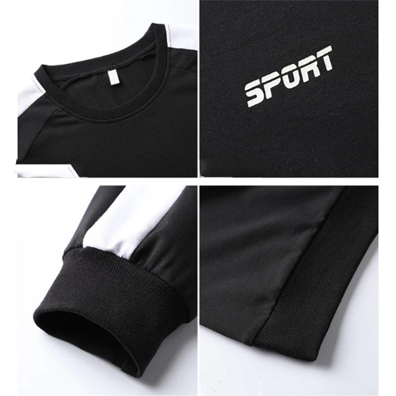 Men's Spring and Autumn Cotton Shirt Pullover Round Neck Long-sleeved Loose Casual Printing Sportswear Male Loose Red Black Tracksuit Sport Costume