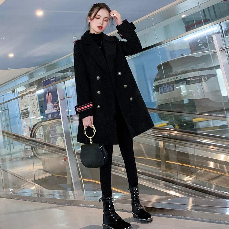 Women Trench Coat  Winter Lapel Long Sleeve Coats Office Ladies Solid Loose Woolen Coat Outwear