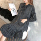 Set Female Autumn and Winter Polka Dot Chiffon Dress + Loose Knitted Sweater Vest Vest Two-piece Suit Can Be Worn with A Coat