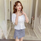 One-shoulder Puff Sleeve Shirt Women's Short-sleeved Waist Short Shirt Tops Women's Sweet Sexy Fabrics Comfortable Light and Breathable