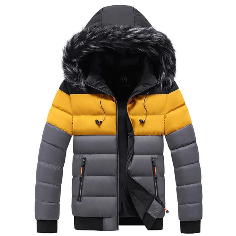 Men's Padded Jacket Men's Winter Thick Warm Jacket Hooded Youth Bread Jackets Stand-up Collar Jacket Men