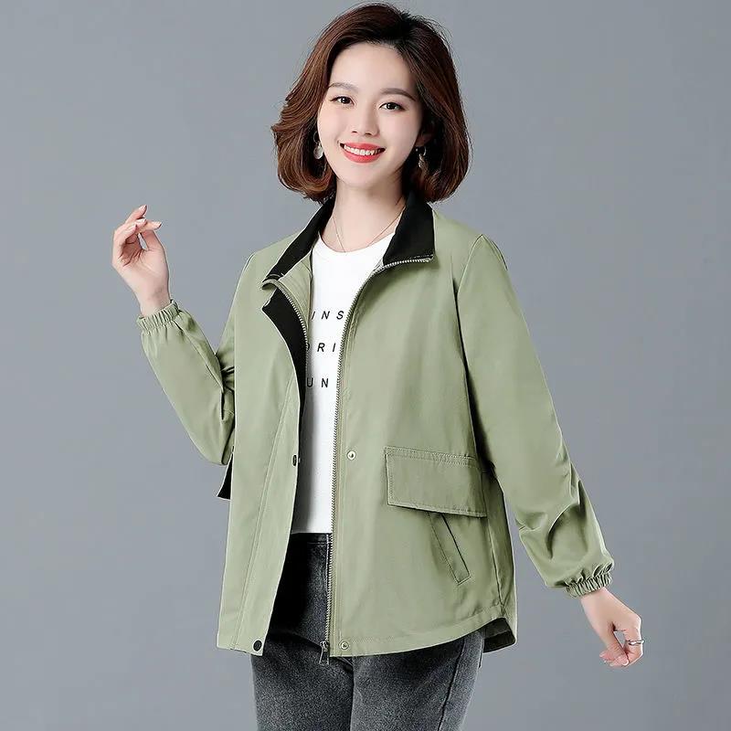 Windbreaker Women's Short Jacket Spring Loose Stand Collar Loose Jacket Women's Spring and Autumn