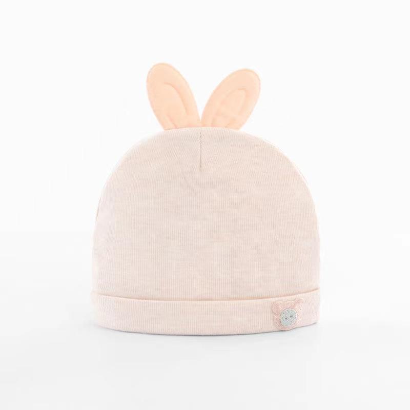 1-6M Cartoon 3D Bear Rabbit Ears Hat Baby Pure Cotton Hat Autumn Winter Thick Warm Cap Infant Newborn Comfortable Breathable Cute Beret Hat Sun Hat