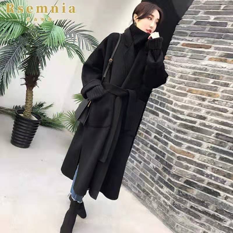 Urban Fashion Solid Women Casual Woolen Coat Female Long Windbreaker Jackets Korean Wool Coat Lady Overcoats