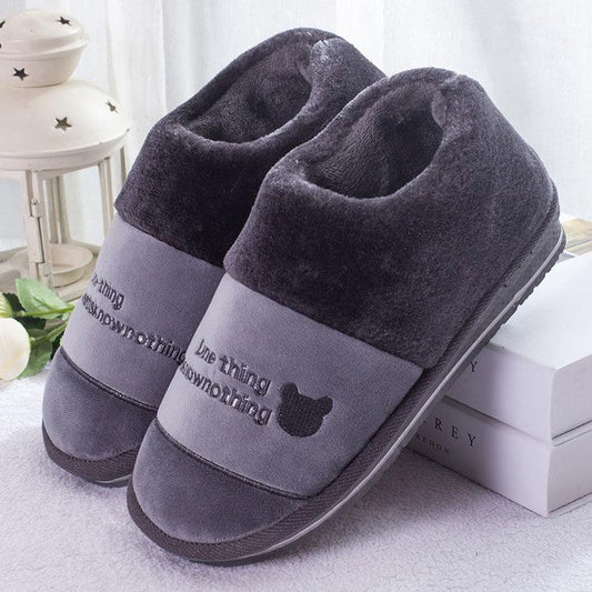 Cotton Slippers Winter Men's Warm Bag Heel Thick Sole Non-slip Home Large Size Indoor Cotton Shoes