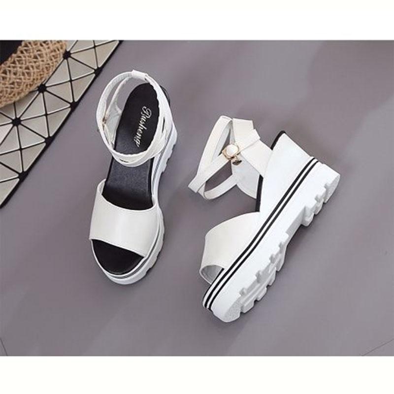 Summer Korean Wedge High-heeled Roman Shoes Women's Thick-soled Sandals Cross Platform Shoes Outdoor Comfortable Sandals