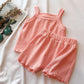 2PCS/Set Comfortable Sleeveless Tops+Pant Kids Clothes Solid Colors Boy Clothing Set Toddler Boy Girls Vest Child Pajama Summer