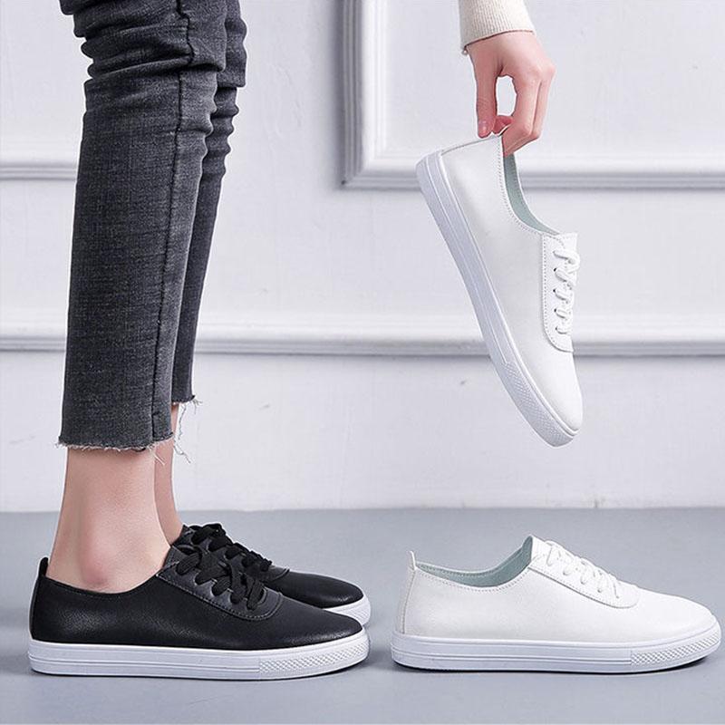 Soft Sole White Shoes Women One-foot Casual Flat Sole Shoes Single Shoes Student Korean Women