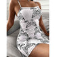 Dress Women's Spring and Summer Sexy Slim Print Dress Suspender Skirt