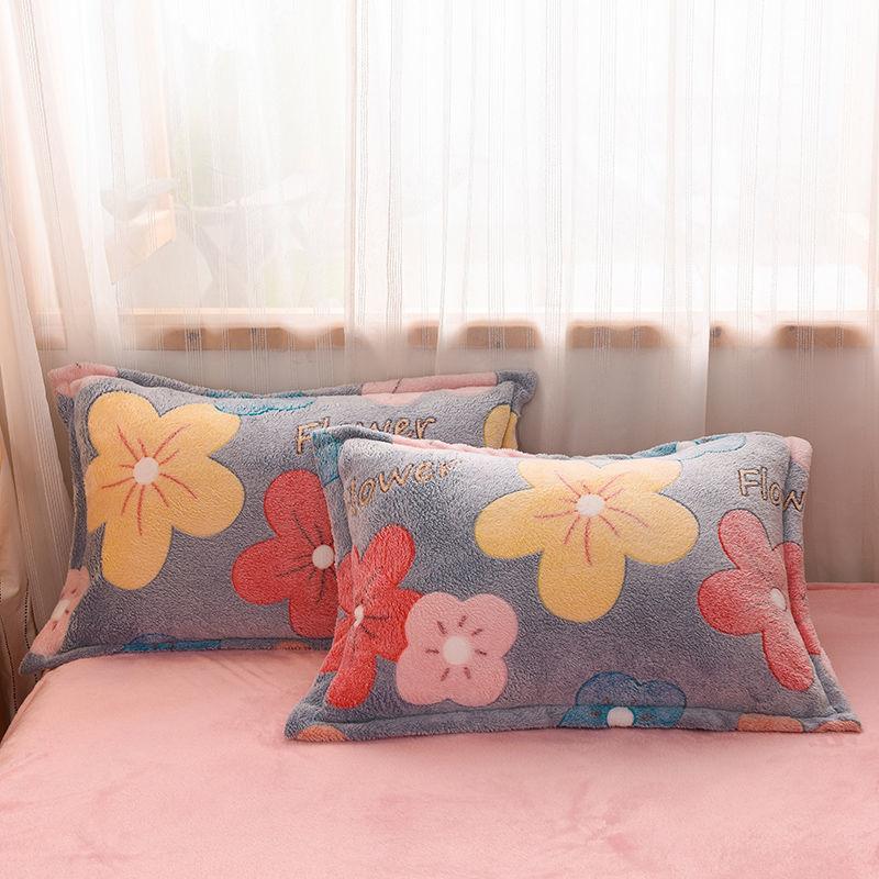 Snow Fleece Adult Pillowcase A Pair of Thickened Double-sided Fleece Dormitory Coral Fleece Pillowcase Bedding