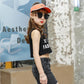 Summer Kids Cute Printing Letter Vest Sleeveless Tops Korean Style O-neck Loose Vest for Children Girls