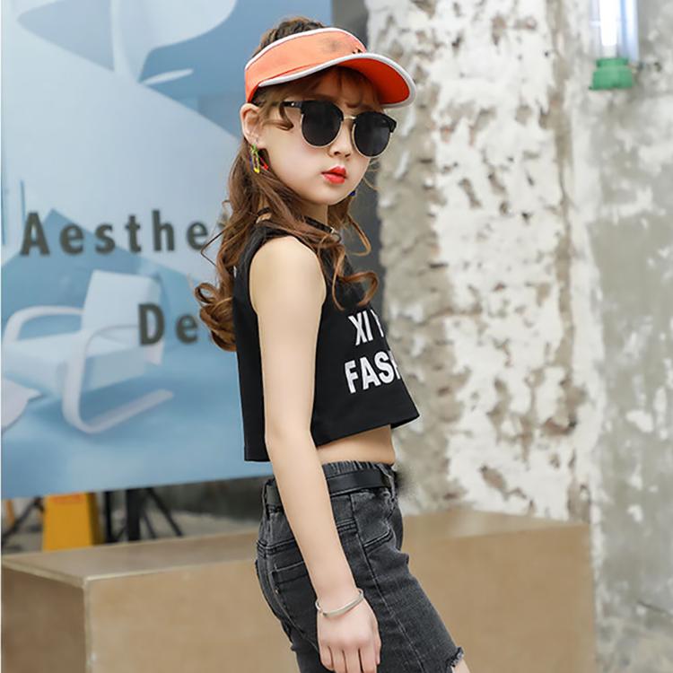 Summer Kids Cute Printing Letter Vest Sleeveless Tops Korean Style O-neck Loose Vest for Children Girls