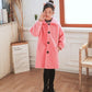 Festive Christmas Clothes Girls Thick Woolen Coat Double-breasted Mid-length Woolen Autumn and Winter Coat