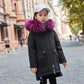 Children's Warm Down Jacket Mid-length Windbreaker Girl Light and Large Fur Collar Coat