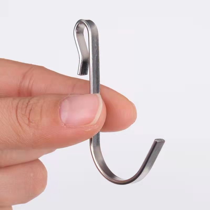 5Pcs Kitchen Hook Towel Rack Wardrobe Stainless Steel Square Tube Hook Bathroom Small Hook Household S-shaped Hook Rack Card Hook Bedroom Accessories