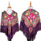 Women's Ethnic Style Square Scarf Printed Shawl Fringed Cotton Scarf Autumn Winter Warm Embroidered Shawl Multifunctional Turban Shawl Scarf 135x135cm