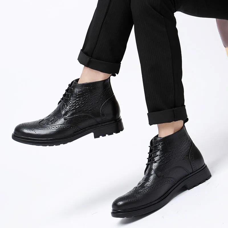 Martin Boots Men's Real Cowhide Mid-cut Boots Men's Casual Shoes Business Shoes Men's Boots Black Shoes
