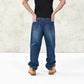 Plus Size Jeans Men Blue Denim Pants Streetwear Skateboard Hip Hop Jean Trousers Loose Casual Straight Jean Pants 40 42 44 46