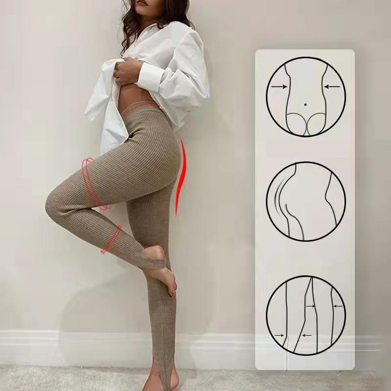 Ribbed Knit Leggings Women High Waist Cotton Fitness Basic Pants Casual Spring All-Match Female Skinny Leggings