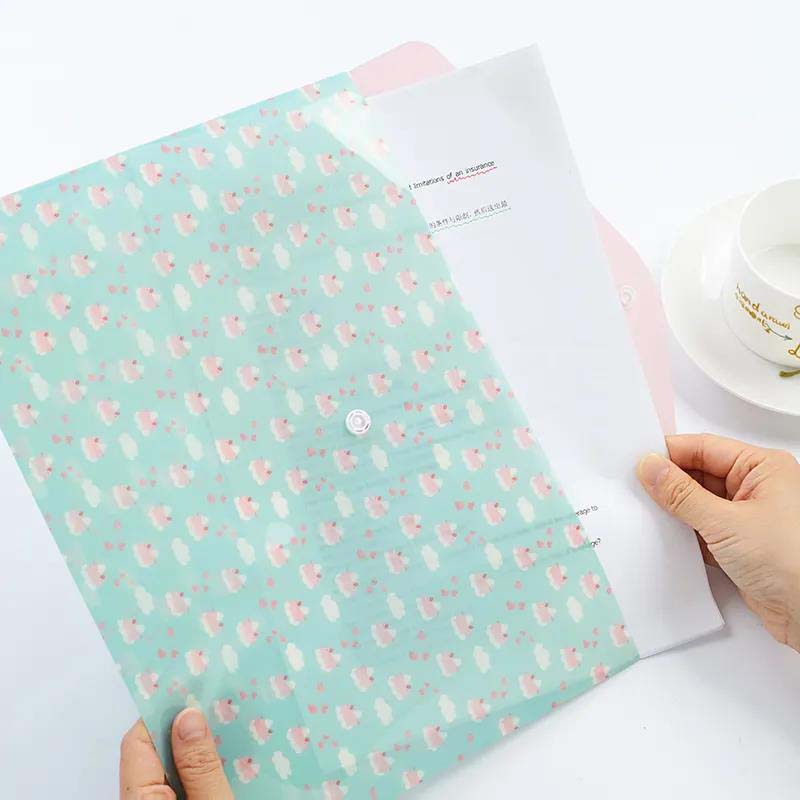 8 Pcs-office Supplies A4 Plastic File Bag, Student Stationery Test Paper Press Button Information Bag