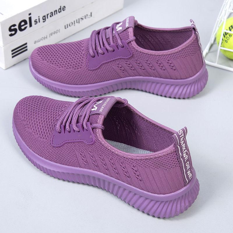 Summer Cloth Shoes Women Flying Woven Breathable Mesh Sports Shoes Flat Casual All-match Net Shoes Soft Sole Shoes