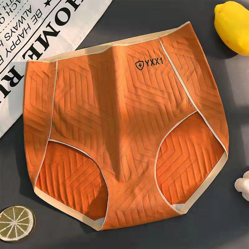 4PCS Women's High-waist Inner Antibacterial Comfortable Sexy Student Korean Version of The Girl's Large Size Belly Buttocks Seamless Briefs