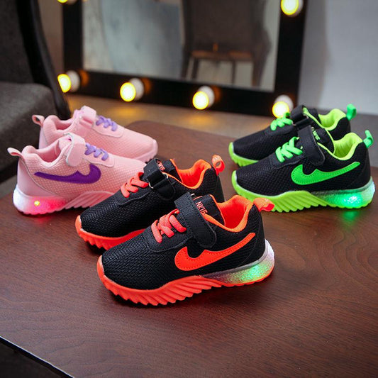 Children's Shoes Lightweight Air Cushion Shock Absorption Children's Boys and Girls Luminous Shoes