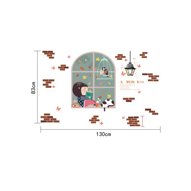 [Wall sticker] diy fake window cat girl wall stickers for children's room girls bedroom home art dec
