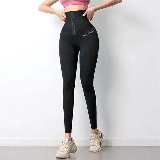 Women's Waist Breasted Yoga Pants High Waist Tight Bodybuilding Push-ups Gym Pants Leggings Gym Pants Jogging Pants Peach Butt Trouser-free Pants