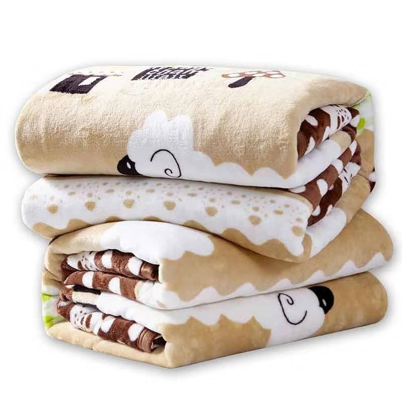 Home Textiles Flannel Plus Fleece Blanket Super Warm Soft Solid Blanket Coral Fleece Bedspread Mattress
