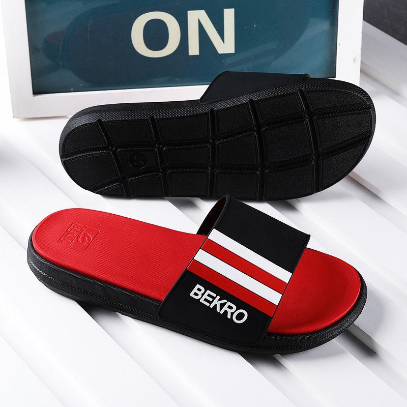 Size38-45 Summer Men Sandals Comfortable Non-slip PU Leather Pattern Stripe Beach Slippers Casual Outdoor Slippers Drag Flip Flops