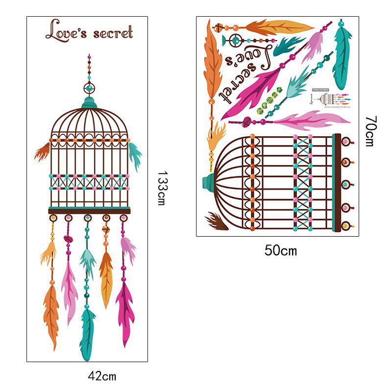 [sticker ]Feather Bird Cage Wall Stickers Home Decoration Living Room Bedroom Door Window Art Decor