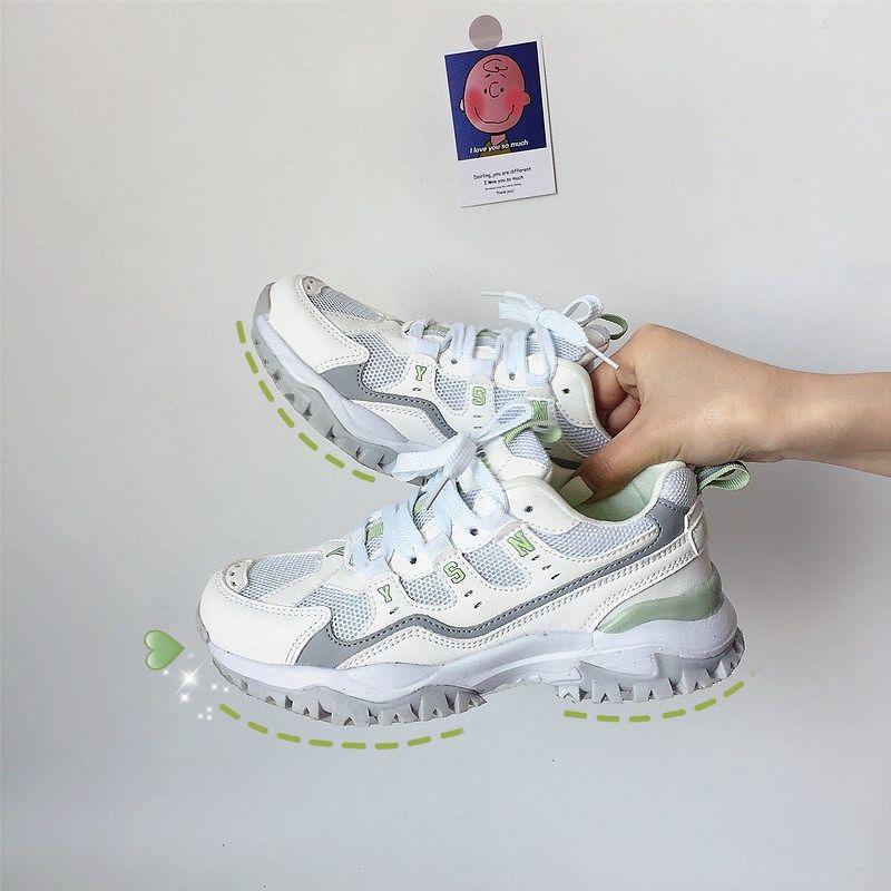 2020 Korean Version of Ins Harajuku Girl Pink Old Shoes Mesh Breathable Thick Bottom Net Red Casual Sports Shoes