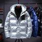 White Duck Down Men's Down Jacket Winter Fashion Trend Stand-up Collar Shiny Face Slim Black Jacket