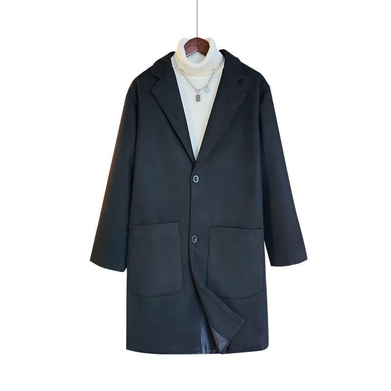 Thickened Warm Mid-length Woolen Coat Men's Autumn and Winter Warm Windbreaker Jacket Temperament Handsome Suit Jacket