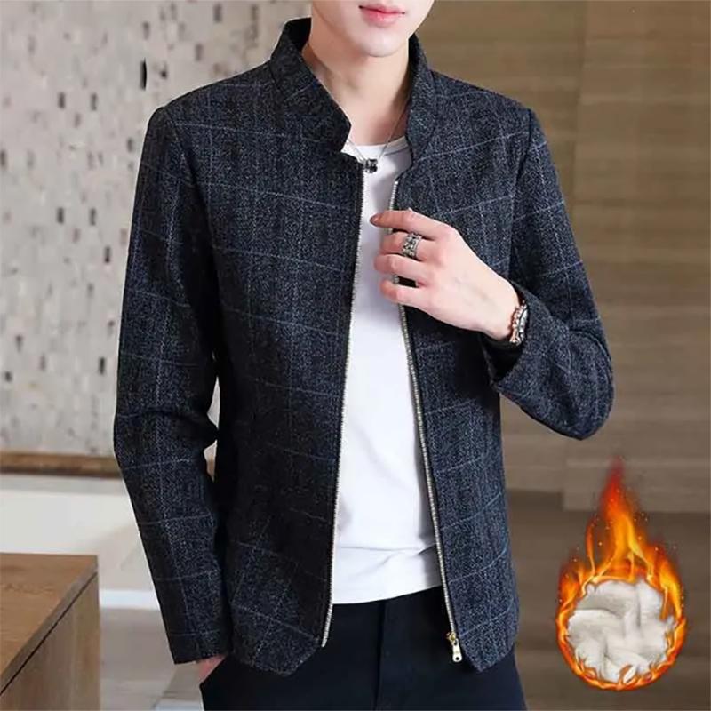 Fashion Jacket Men Youth Korean Handsome Woolen Jacket Men's Slim Trendy Jacket