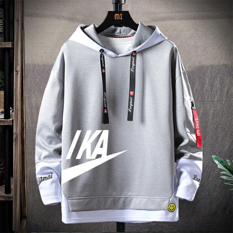 Sports and Leisure Hooded Sweater Men Loose Wild Trend Fake Two-piece Hoodie Autumn