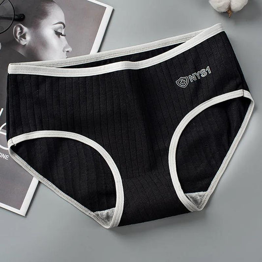 4-pack Japanese Antibacterial Briefs Women's Korean Style Cotton Underwear Sexy Mid-waist Breathable Thin Large Size Briefs