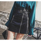 Black PU Skirts Women Faux Leather Skirt Women Elegant Tie Belt Waist Mini Skirts Female Ladies IP