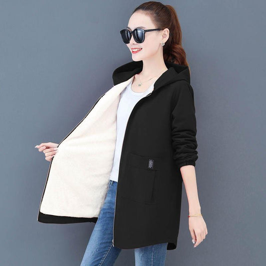 Large Size Women's Windbreaker Thickened Mid-length Coat Women's Cotton-padded Jacket Autumn and Winter Loose Mother Wear