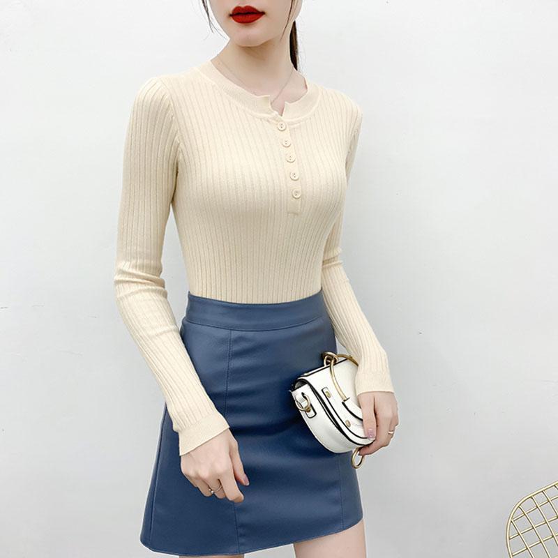 Sweater Women's Pullover Knitwear Long-sleeved Korean Version of Solid Color Slim Tops Trending Sweaters Autumn and Winter Top