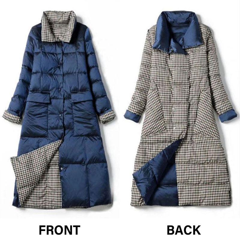Long Down Jacket Winter Ladies Wear Fashionable Slim-fit Stand-up Collar Jacket Thickened Warmth and Lengthened Over-the-knee Jacket